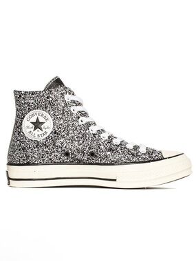 Converse Glitter High Top Sneaker, Black, Silver & White, Sz 8W